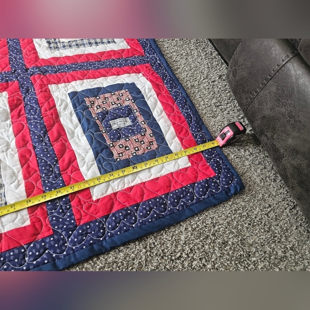 Handmade Quilt with Red and Blue Accents~Fireman - Picture 7 of 12